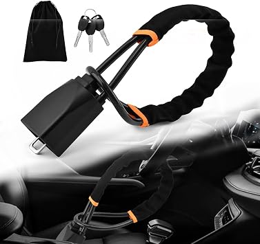 Car Steering Wheel Lock, Seat Belt Lock Theft Prevention with 3 Keys for Car Security, 17" Universal Lightweight Anti-Theft Device for Most Vehicles Truck, SUVs, Van,Golf Carts