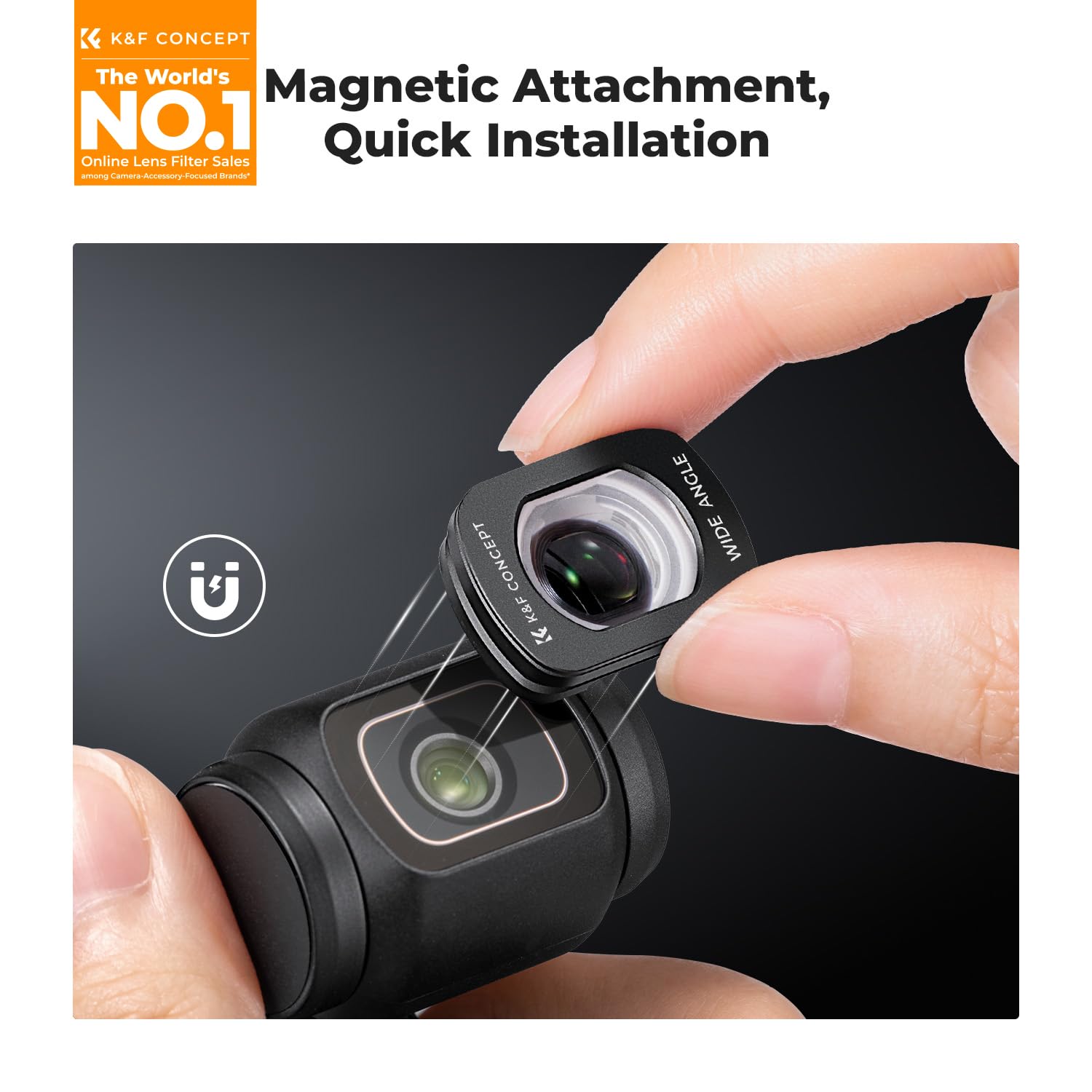 K&F Concept Wide-Angle Lens Compatible with DJI Osmo Pocket 3, Magnetic Attach/Multi-Coated/Optical Glass