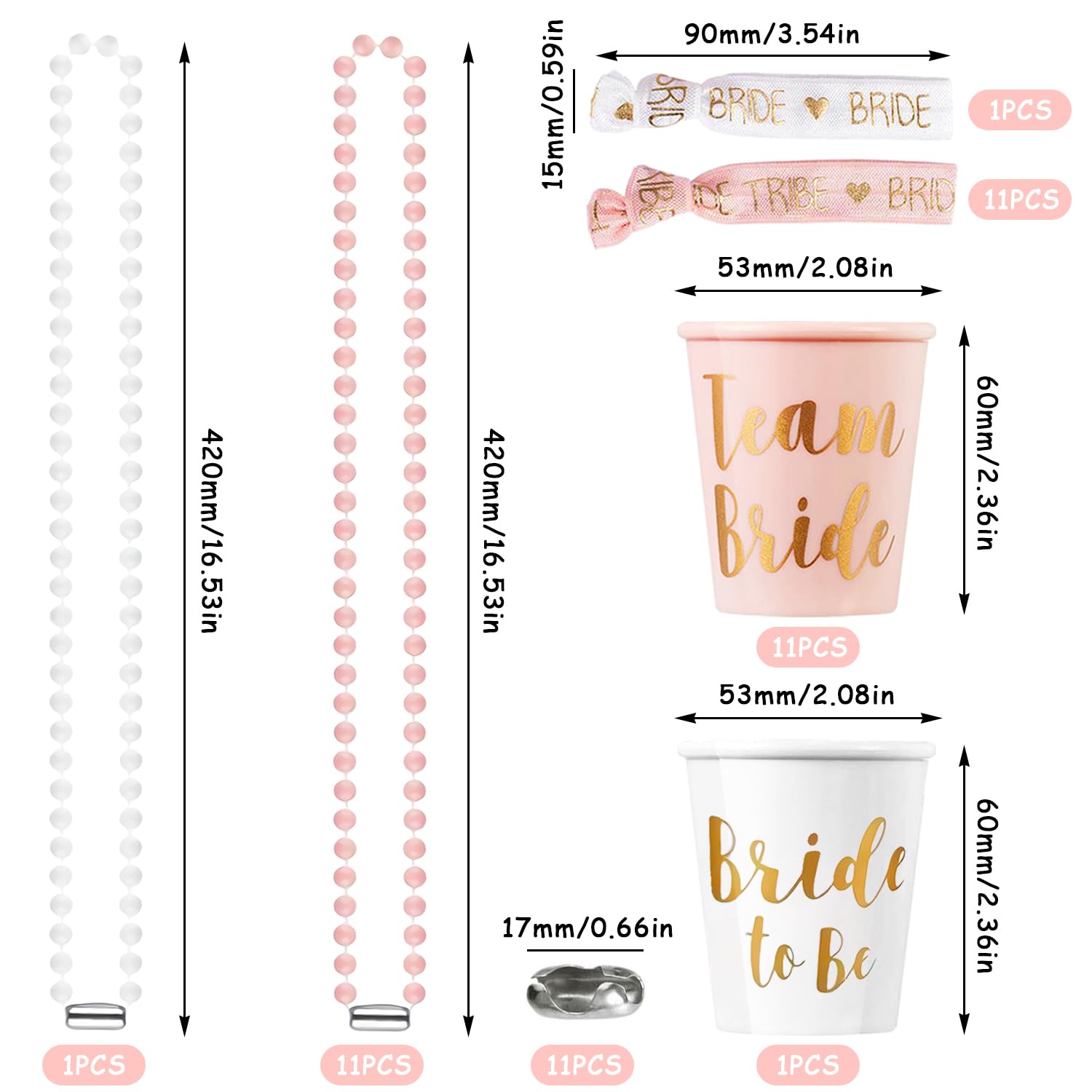 Gobelets Réutilisables EVJF Baertmy - 16 Pièces Team Bride Avec Pailles