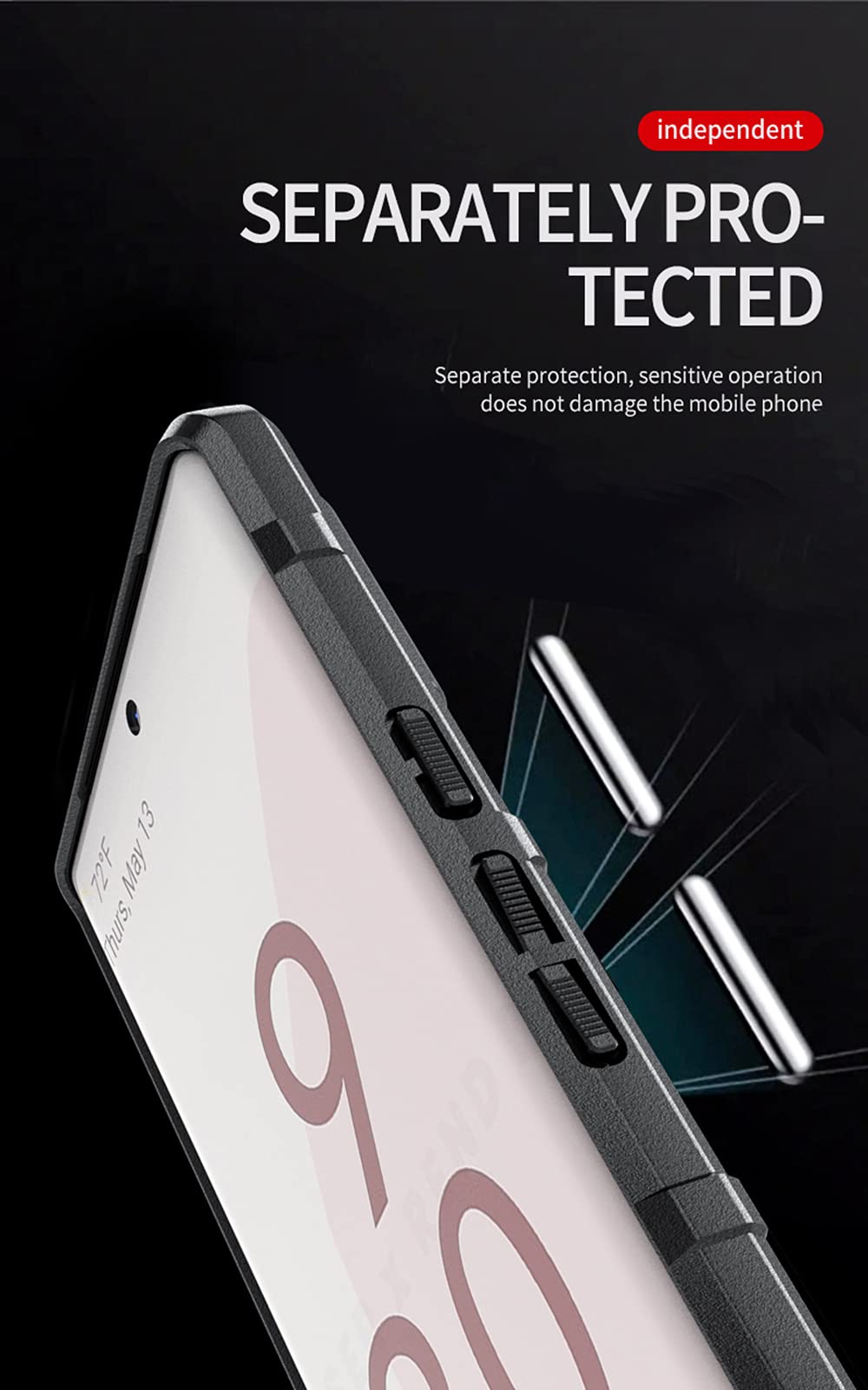 FTRONGRT Cover per Google Pixel 6 PRO, Custodia Protezione in Morbida Silicone TPU, durevol, Anti Shock, Custodia per Google Pixel 6 PRO.(Nero