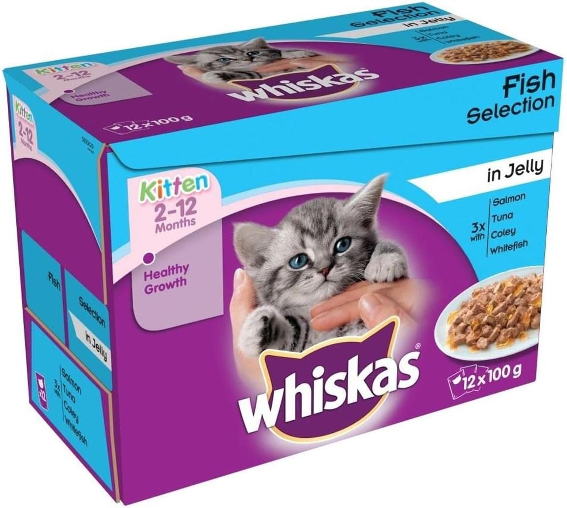 Kitten Cat Food Fish Selection in Jelly, 12 x 100g