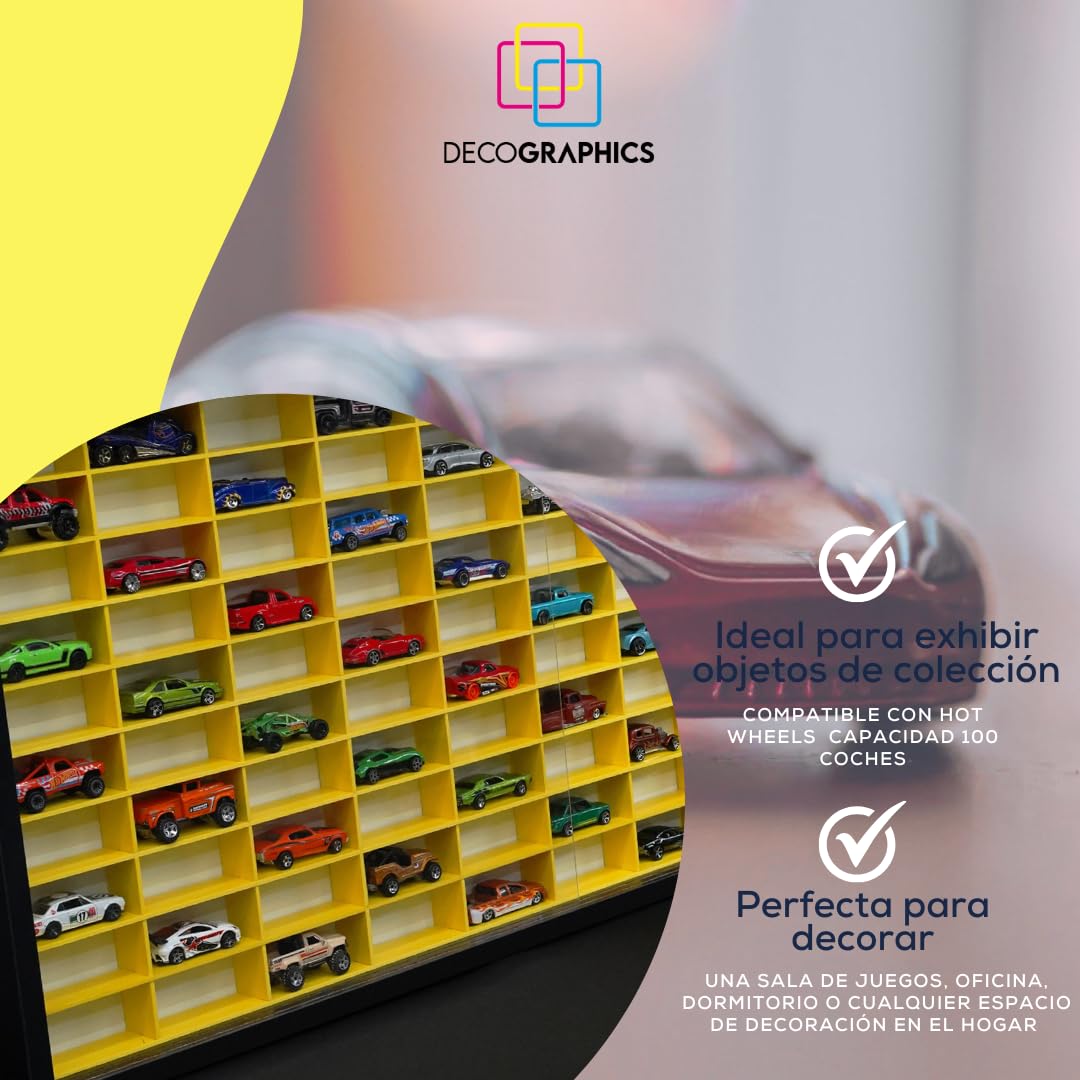Vitrina Expositora H100 Para Hot Wheels - Capacidad Para 100 Coches, Con Puerta De Metacrilato Y Marco De Melamina, Ideal Para Coleccionistas