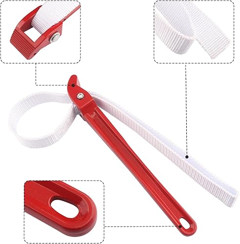 Miniatura 3 de 3 llaves de correa multiusos de 12 pulgadas, llave de tubo de correa de nailon ajustable, correa de nailon grueso de doble capa, llave de abridor de