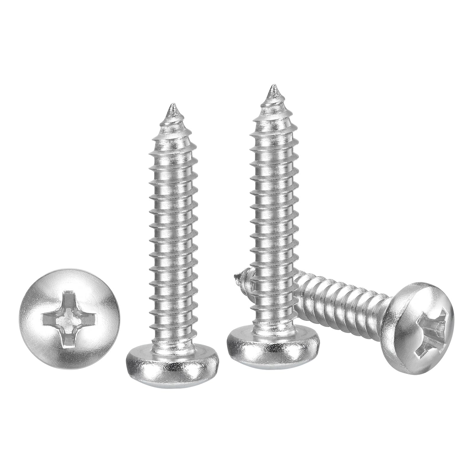 METALLIXITY Phillips Pan Head Self Tapping Screws(#14x1-1/4") 25Pcs, 304 Stainless Steel Self Drilling Screw for Metal Wood Plastic, for Cabinet Wall Shutter Plate Rock Furniture, Silver Tone — image 1