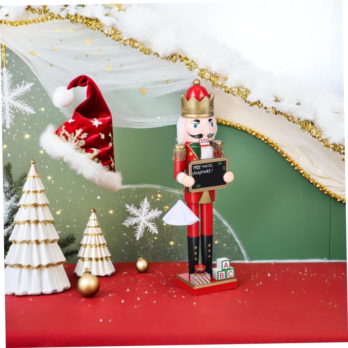 Cabilock Wooden Nutcracker Ornament Traditional Nutcracker Figure for Christmas Party Decoration Xmas Scene Layout Supply for Shelves Tables and Outdoor Decor
