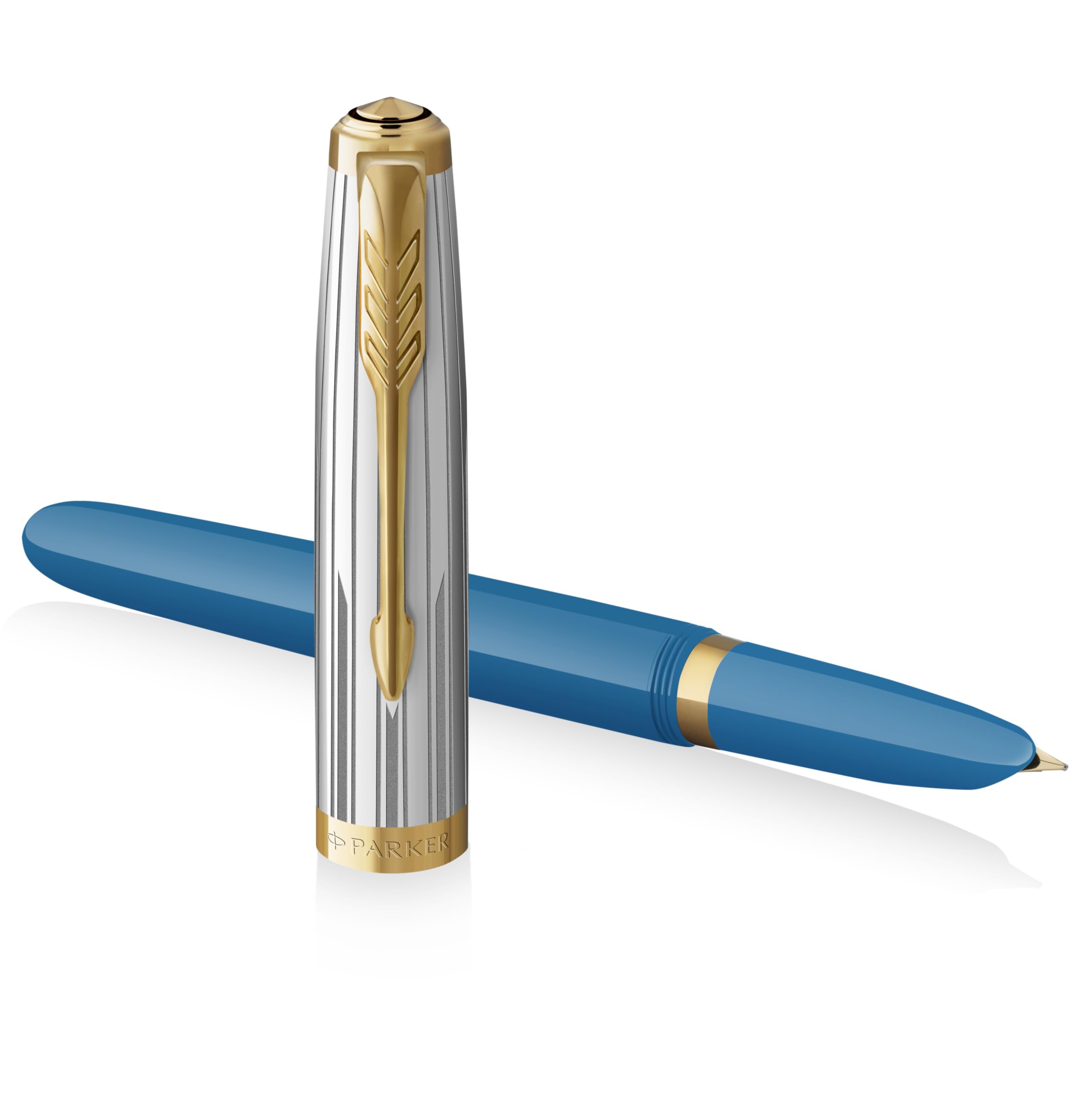Parker 51 Premium Collection Fountain Pen | Turquoise with Gold Trim| Fine Nib | Gift Boxed