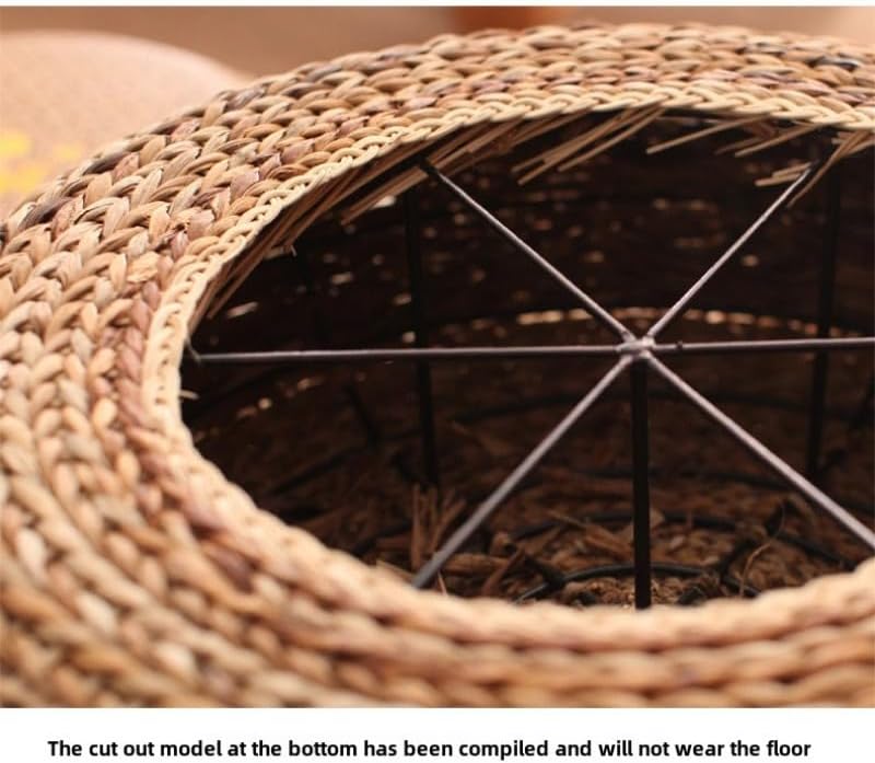 Natural Fiber Floor Cushion - Perfect for Meditation, Yoga, and Relaxation (Banana Leaf Half,Diameter 40 * 40 * Height 15 cm)