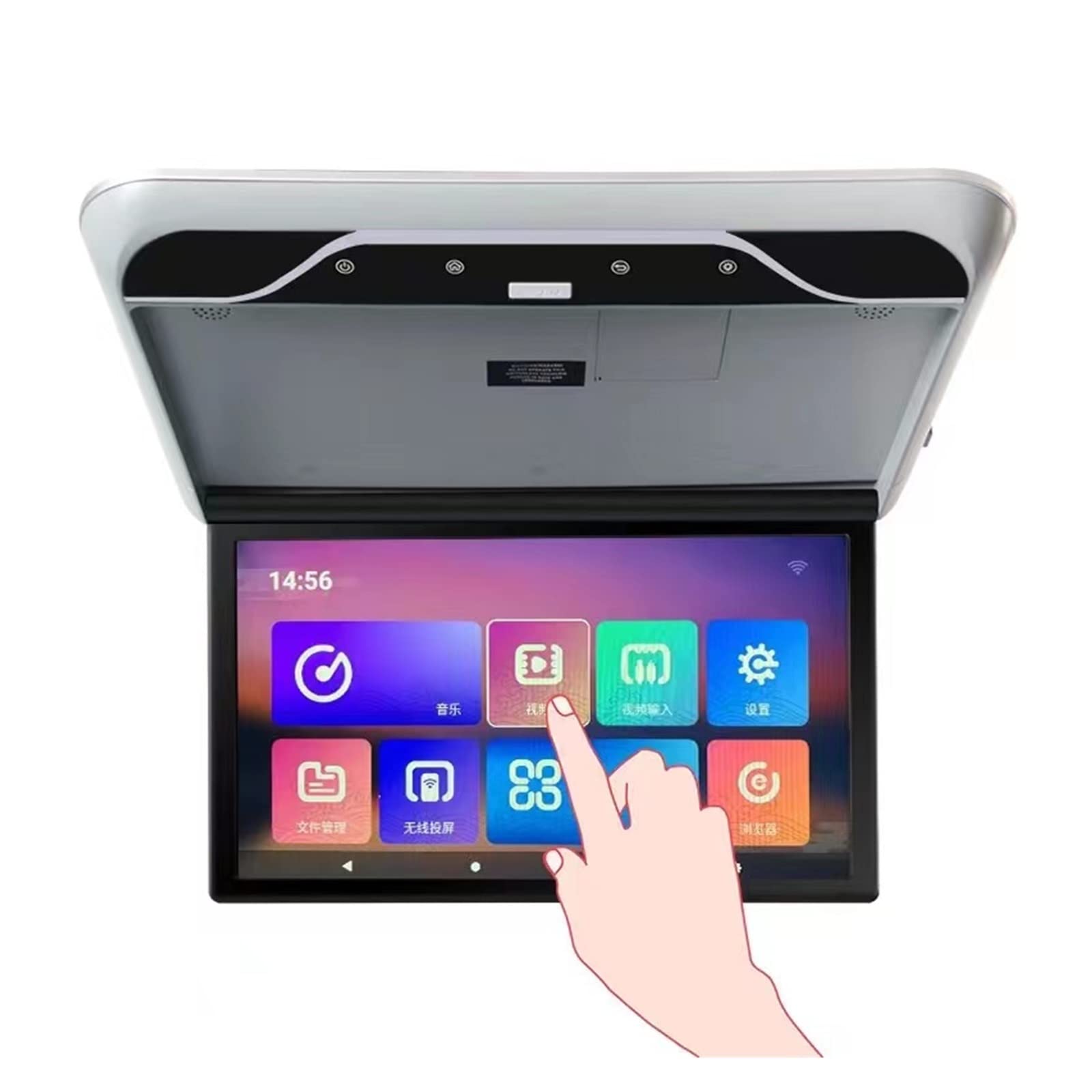 Telewizor w Zagłówku Monitor do montażu na dachu samochodu HD 1080P 19 cali suficie rozkładany ekran nad głową MP5 odtwarzacz multimedialny WIFI/Bluetooth(Touch Screen Gray)