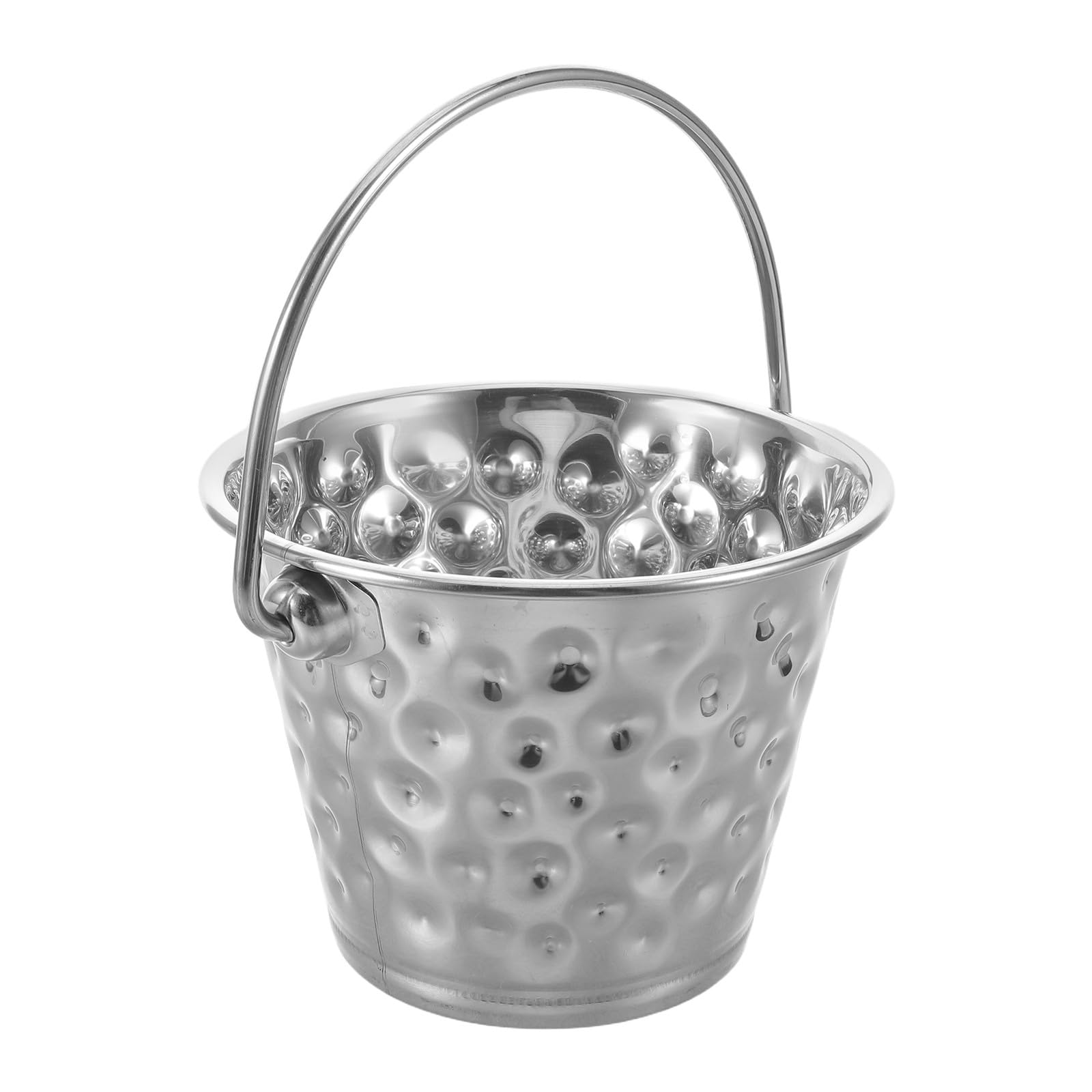 Cubo martillado de acero inoxidable OUNONA de 10 cm para servir patatas fritas y salsas