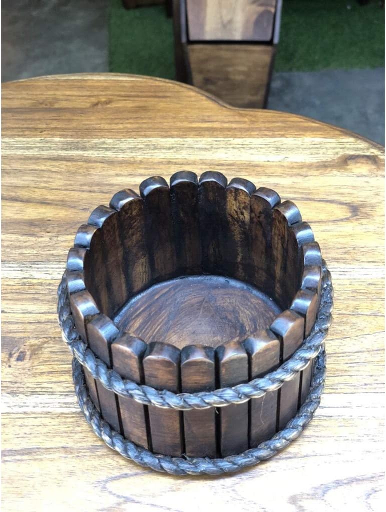 Wooden Flowers Basket Round Shape