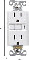 Vista 7 de Eaton GFCI - Receptáculo dúplex de autocomprobación 15A -125V con placa de pared de tamaño estándar, color blanco