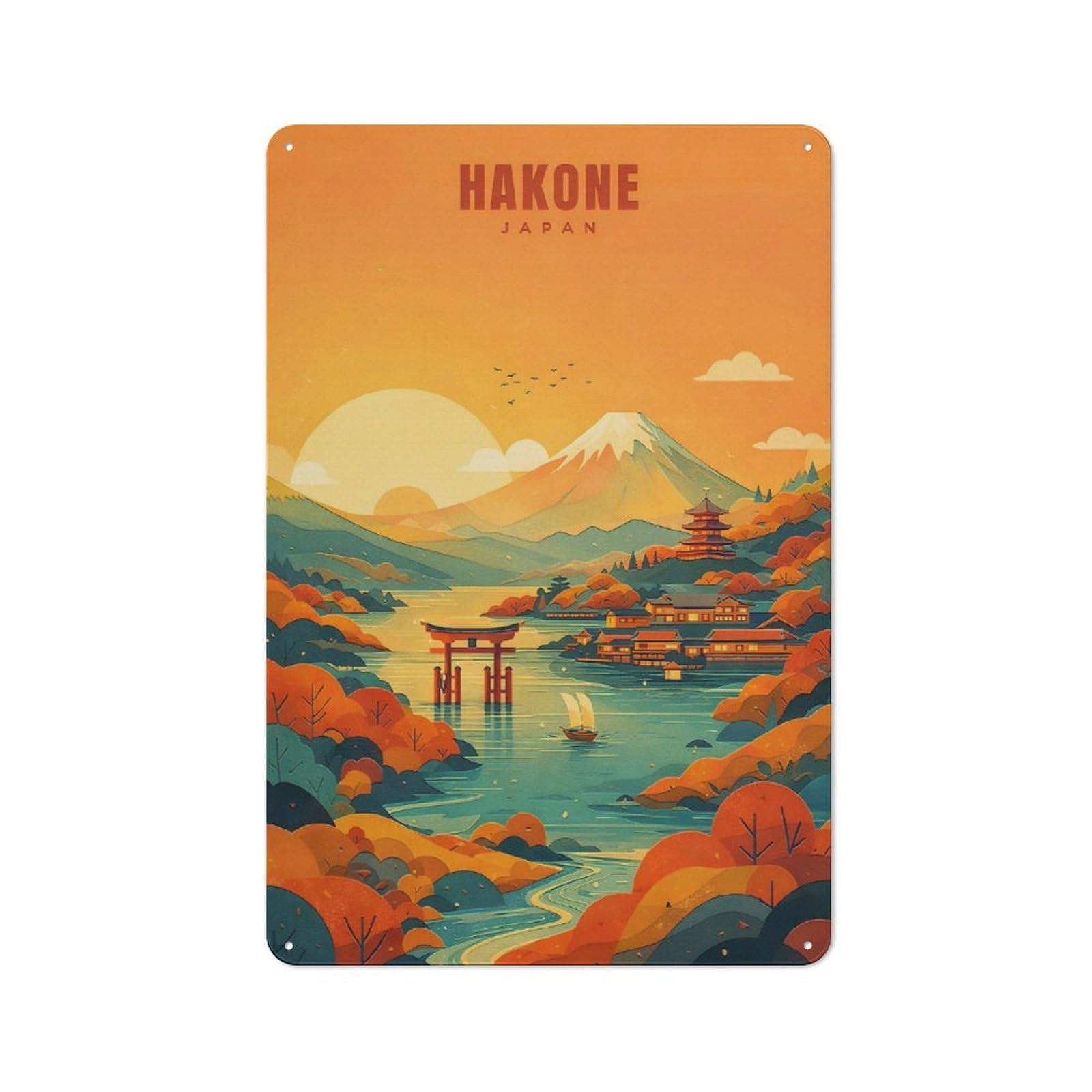 Urban Hakone Japan Landscape Decorative Metal Plaque 30x20cm, Urban Room Decor for Flat, Bar, Studio Or Gallery Wall
