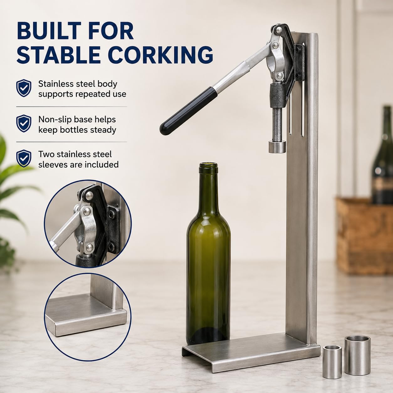 Tappatrice per Bottiglie di Vino, 300 Bottiglie/Ora, Tappi da 20-22 mm
