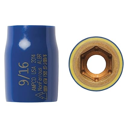 Ampco Safety Tools ISS-3/8D7/16 Insulated Standard Socket, Non-Sparking, Non-Magnetic, Corrosion Resistant, 3/8