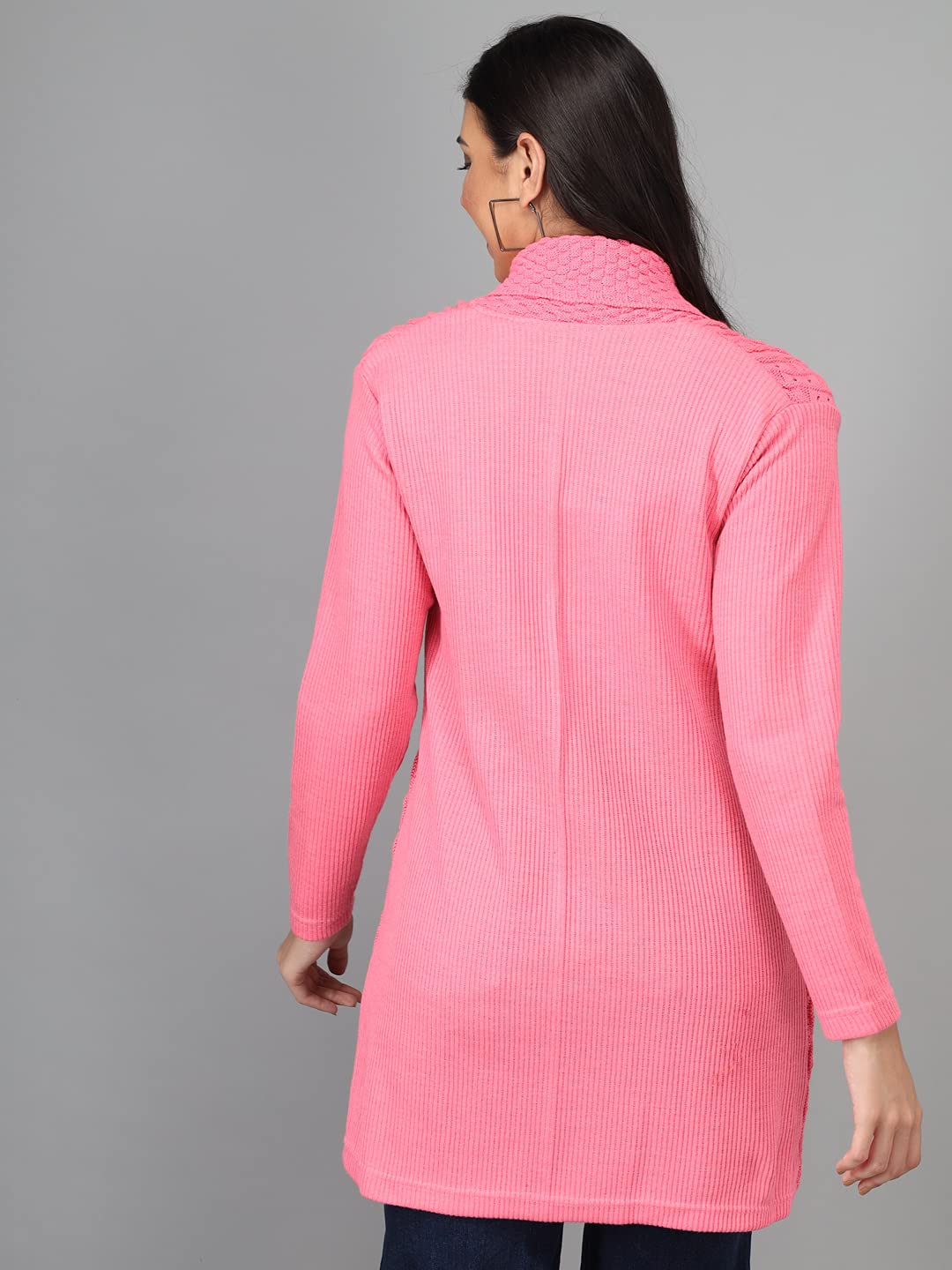 eKools Women's Wool Blend Banded Collar Cardigans (Coat8-M-Pink Pink_M) - Image 2 thumbnail