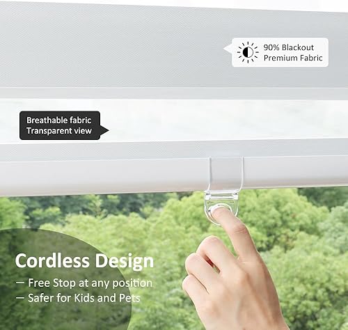 Miniatura 3 de LUCKUP - Persianas de cebra sin cordones, persianas enrollables para ventanas - Capa doble de alta protección solar con valance, protección solar