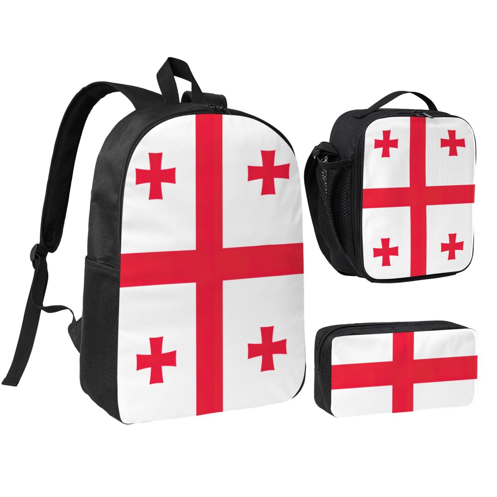 Sac à dos école drapeau Géorgie complet résistant aux fuites de repas et léger - 8