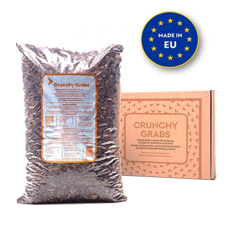 Getrocknete Schwarze Soldatenfliegenlarven 1 kg | Proteinreiches Naturfutter für Hühner, Vögel, Reptilien, Igel & Fische | Ergänzungsfutter für Hunde & Katzen | EU | Ohne Zusatzstoffe