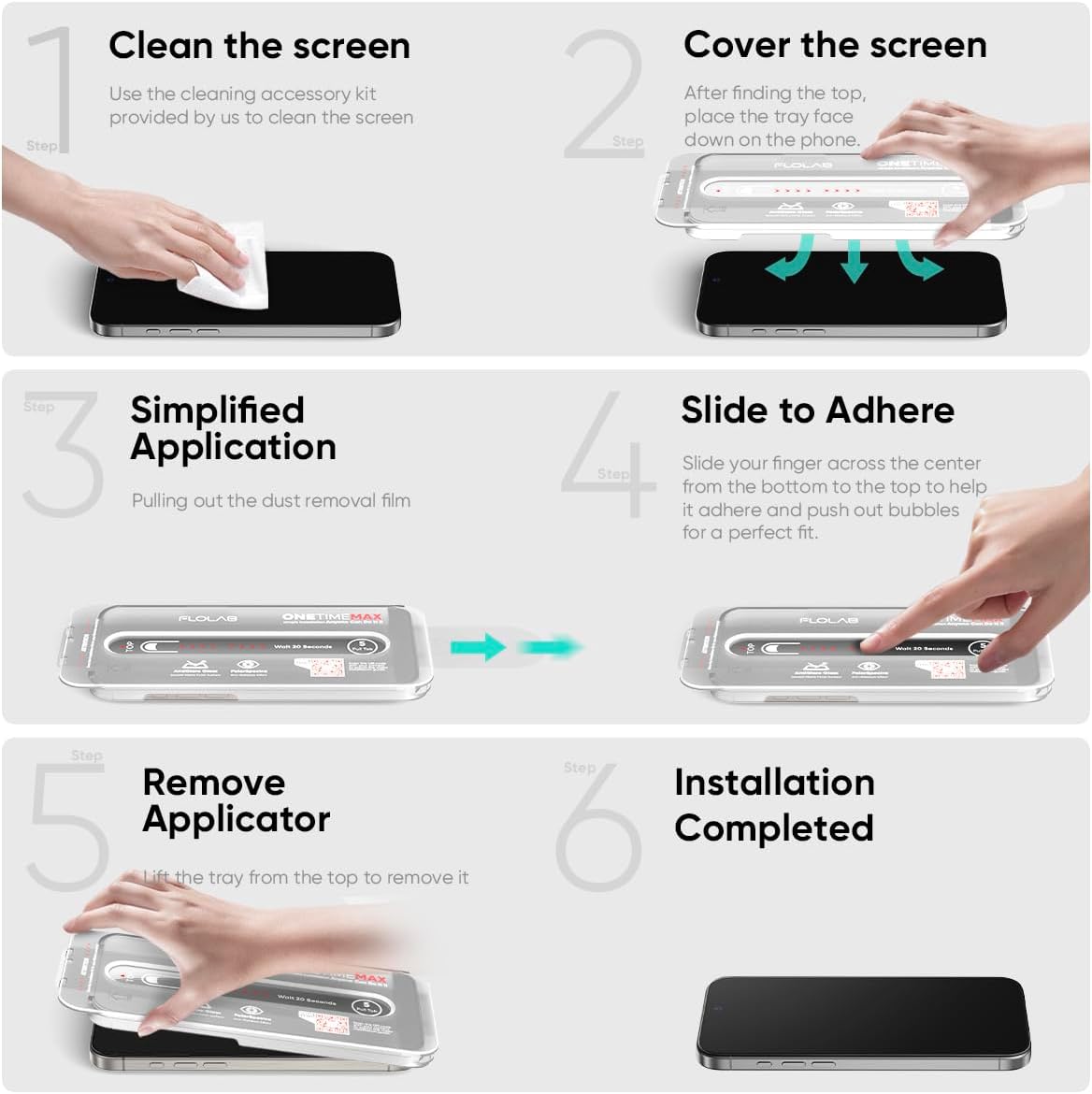 FLOLAB NanoArmour ONETIME MAX for iPhone 17 Pro Max Matte Screen Protector, Anti Glare, Anti-Rainbow, Tempered Glass, Infinity Edge, Edge Reinforced, Easy Install, Dust-Free, Smooth as Butter