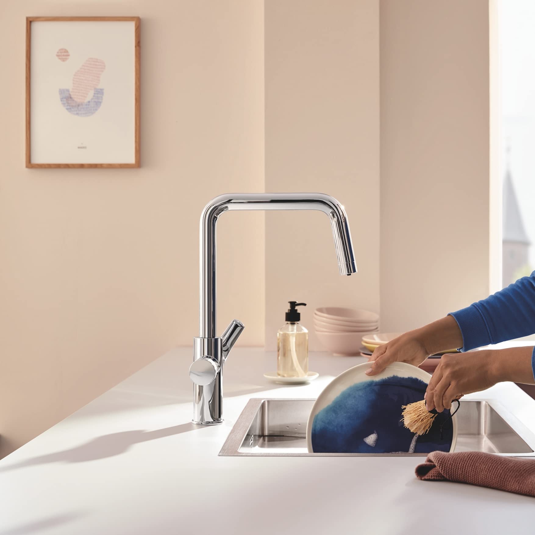 GROHE Blue Pure Start - Starter Kit mit Ultrasafe Filter (C-Auslauf, 150° schwenkbar, separater Griff für gefiltertes Wasser), chrom, 30594000