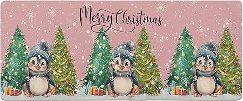 Tapete de baño con diseño de pingüinos navideños para bañera, antideslizante, de secado rápido y absorbente, tierra de diatomeas, para ducha,