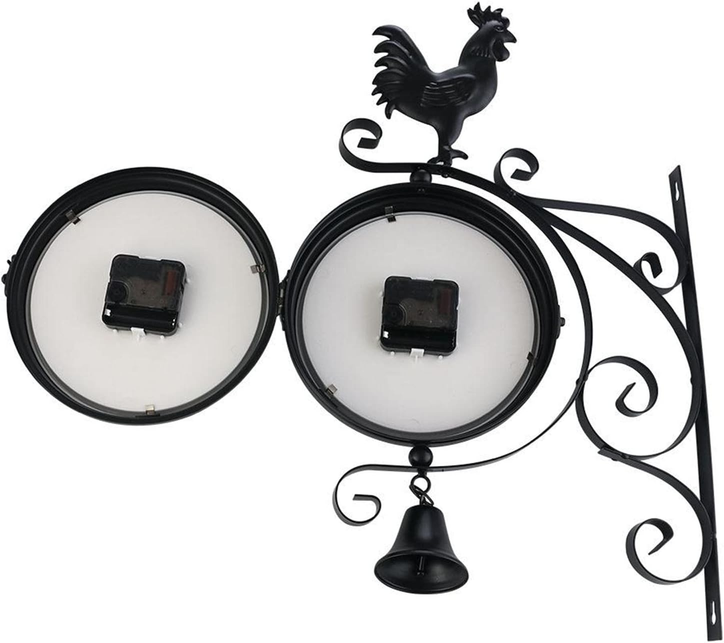 Unknown Vintage Double Sided Iron Metal Silent Wall Clock, Black, 31x50x8.5cm