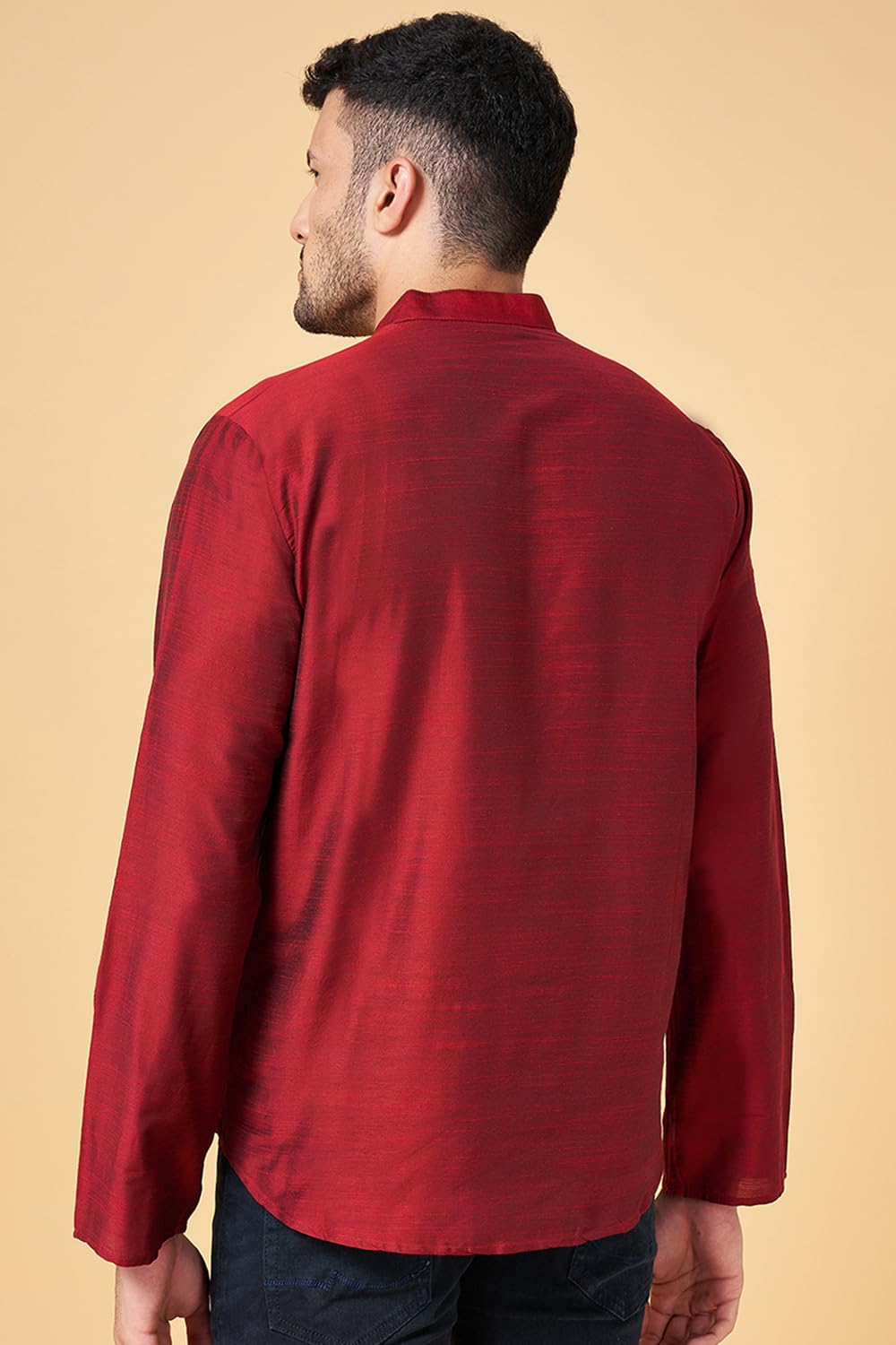 Men's Indus Route Maroon Kurta Regular Fit,Maroon,XL - Image 5 thumbnail