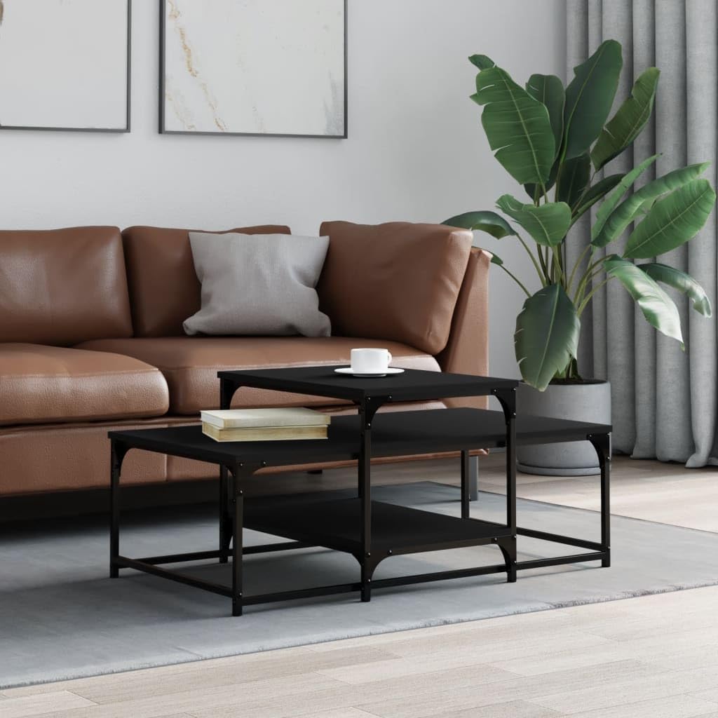 Homgoday Tavolino da caffè nero 102 x 60 x 45 cm, in legno ingegnerizzato, tavolino da tè per soggiorno, sala d'accoglienza degli ospiti, camera da letto e mobili da ufficio