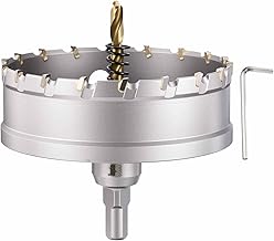 Kit De Trépan, Diamètre De Coupe 3-21/32"(93mm), Alliage Cémenté Au Carbure De Tungstène - Pour Métaux Durs, Feuilles D'Acier Inoxydable, Fibre De Verre. Argent