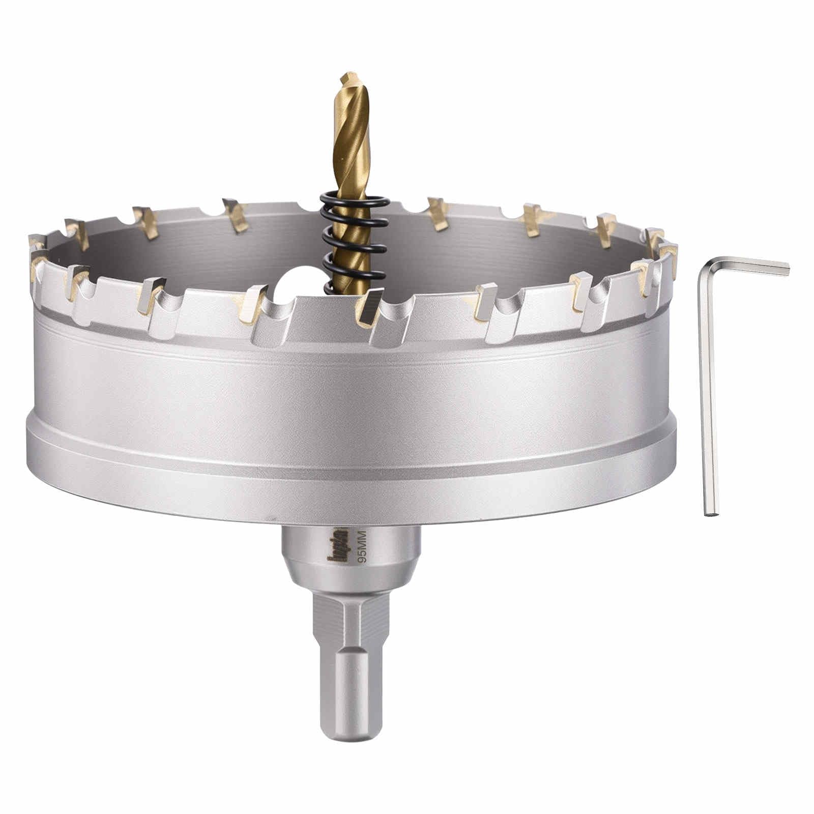 CoCud 3-21/32" (93mm) Hole Saw, Tungsten Carbide TCT Hole Cutters with Drill Bit, for Thick Hard Metal Stainless Steel