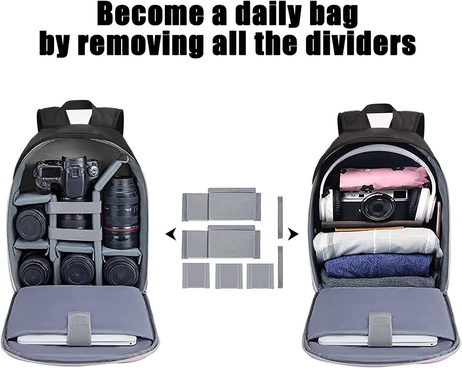 CADeN Kamerarucksack Camera Backpack Wasserabweisend Kameratasche Fototasche Kompatibel mit Sony Canon Nikon（Schwarz）