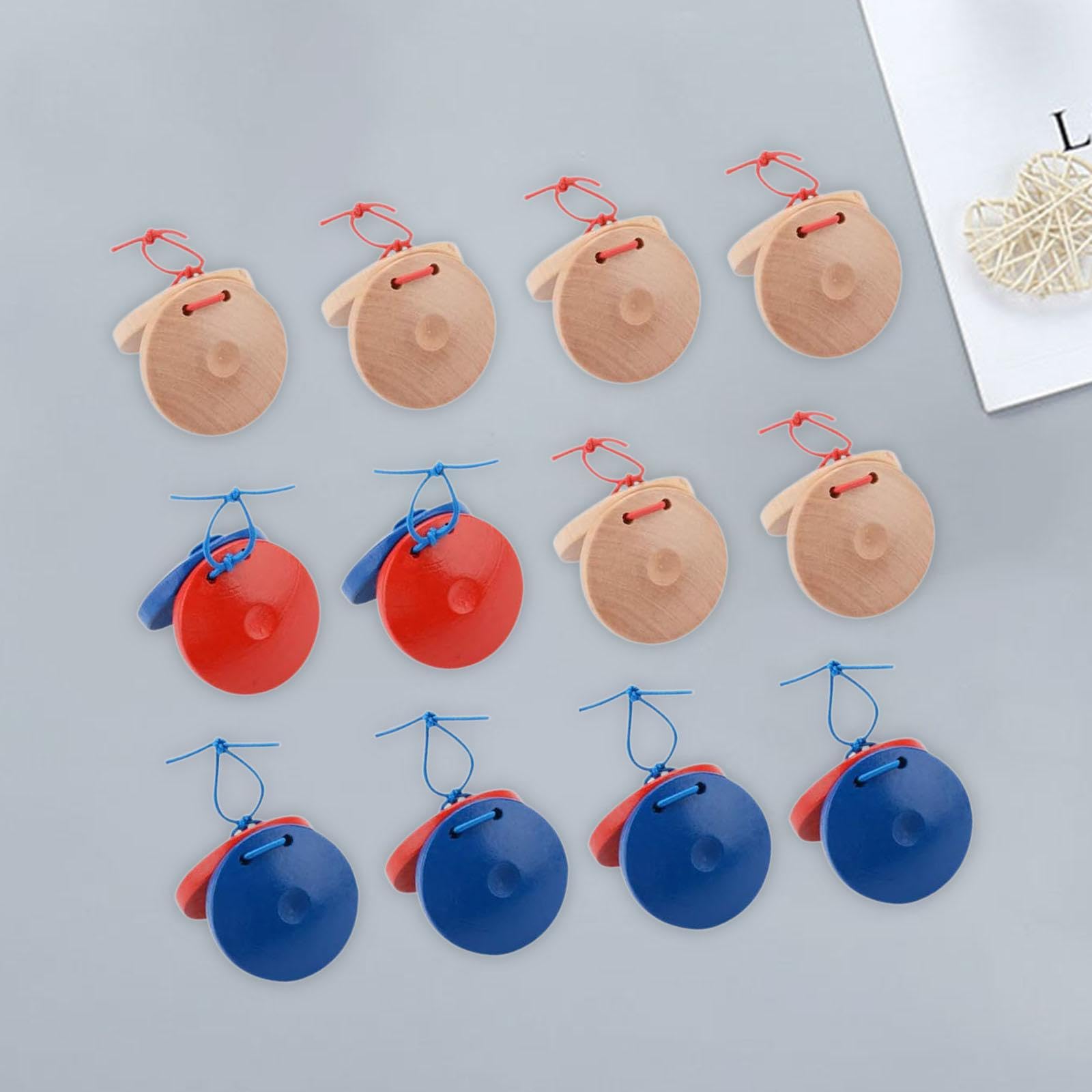 Harilla Lot de 12 castagnettes musicales en bois pour adultes