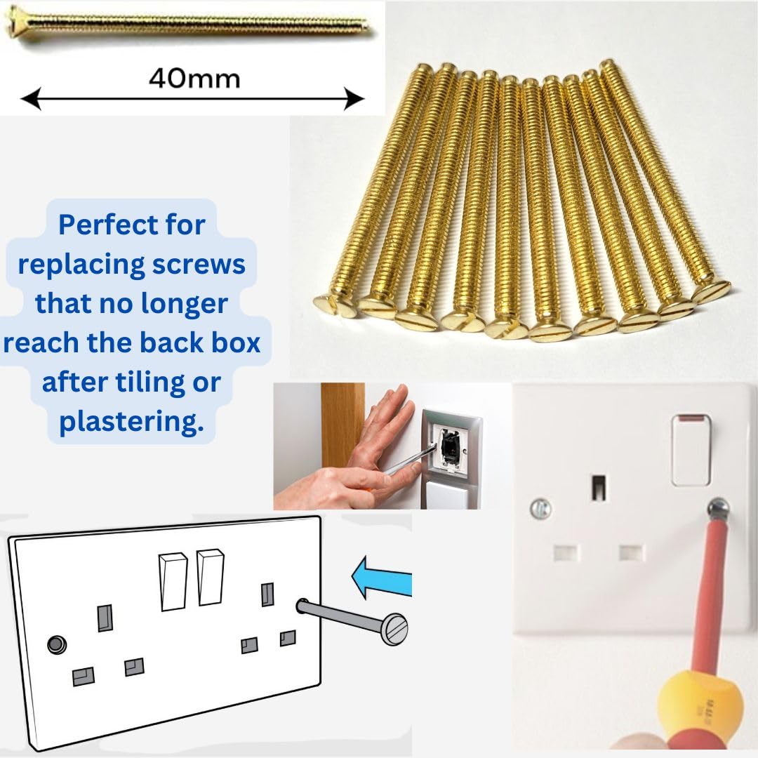 Electrical Long Socket Screws 40mm, 50mm, 75mm Black Nickel, Brass - Image 2