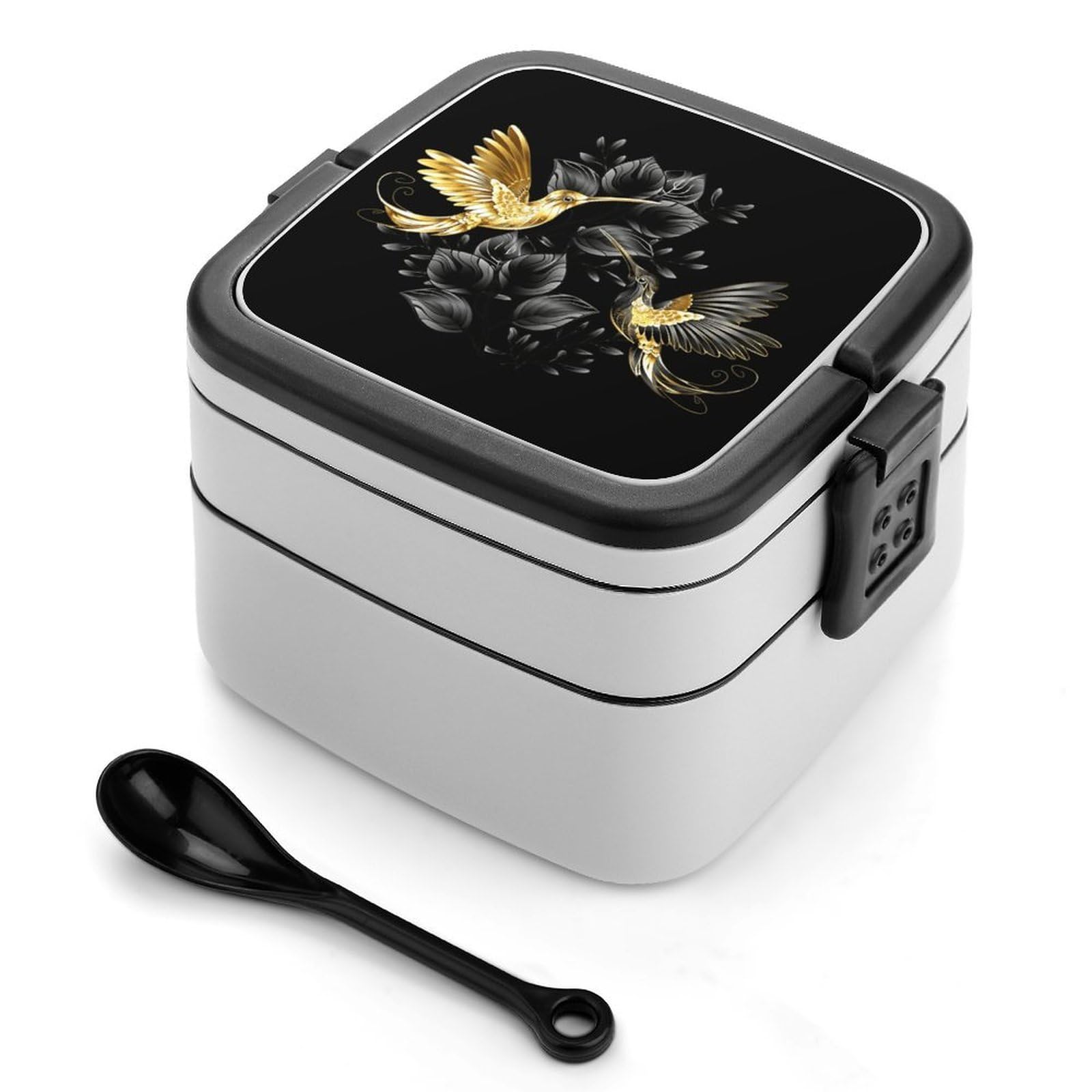 CGSBNGHA Bright Hummingbird Bento Lunch Box 2 Layer Lunchbox Food Container for Adults Office