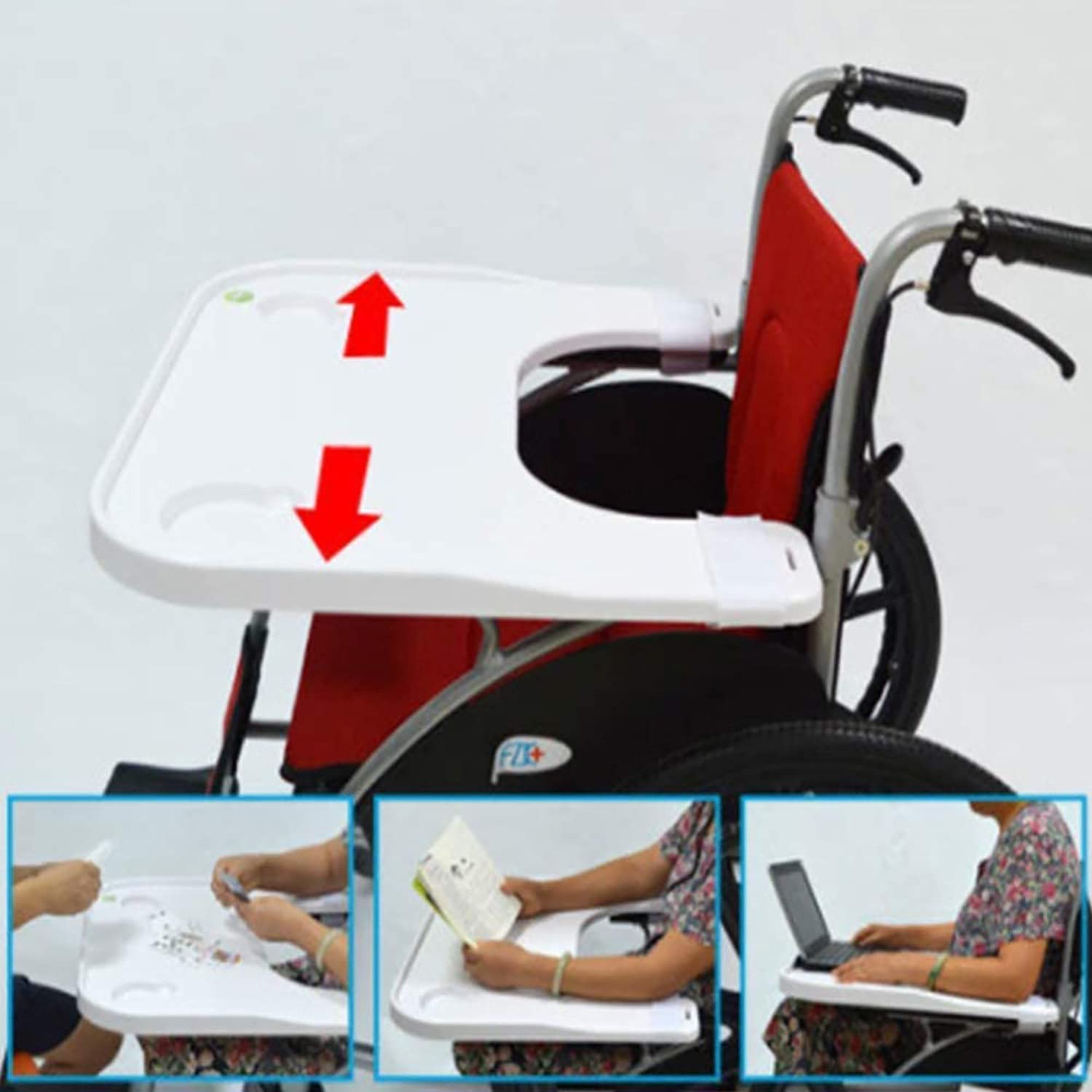 Bandeja para Regazo de Silla de Ruedas, Mesa Universal portátil con portavasos, para Comer y Leer, Adecuada para reposabrazos de Silla de Ruedas