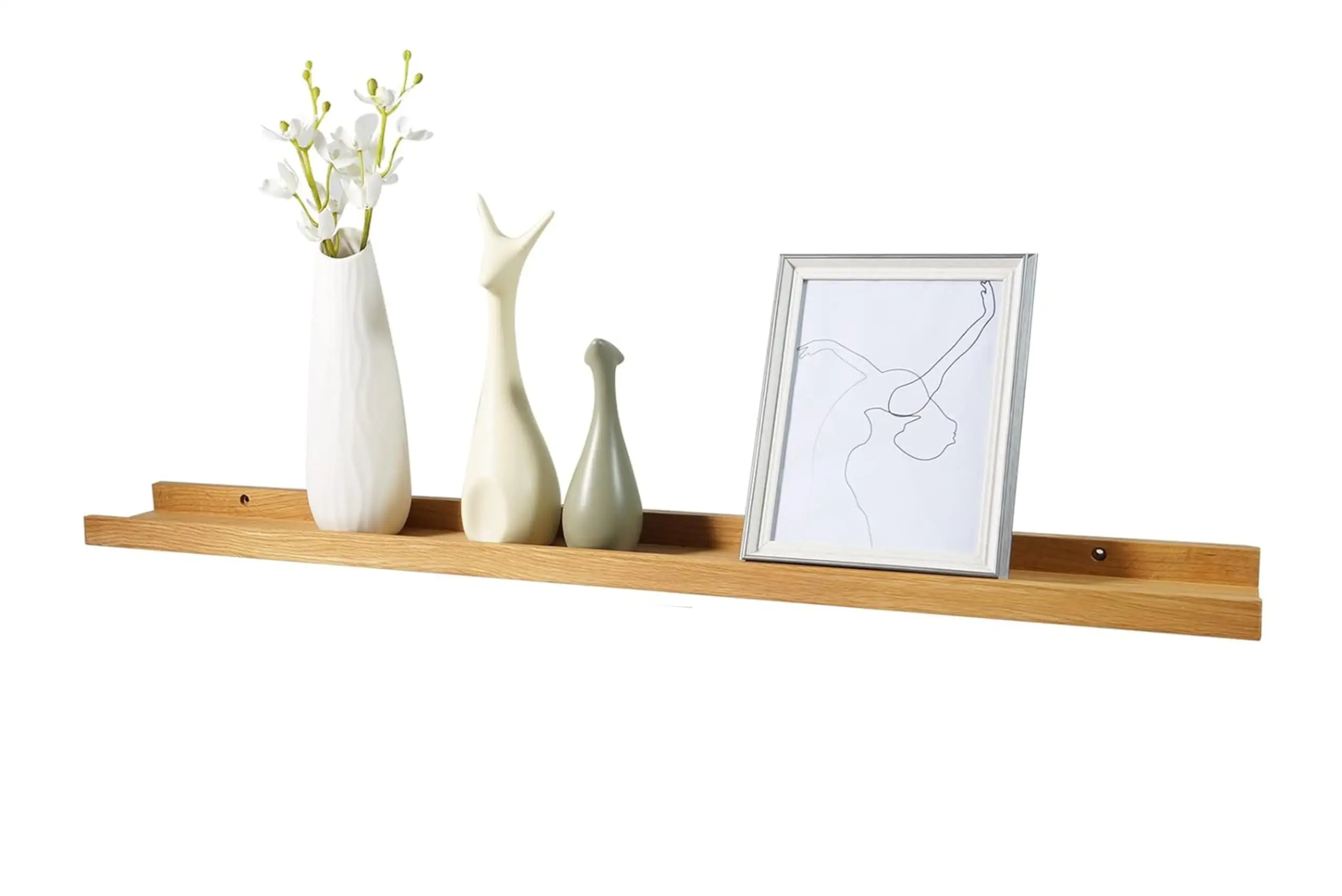 carpentray 32 Inch (Set of 1) U Shape Wooden Floating Shelves, Single Rustic Large Wall Shelf with Ledge for Bathroom Bedroom Kitchen Living Room (Brown) - 51% off at DetectaDeal