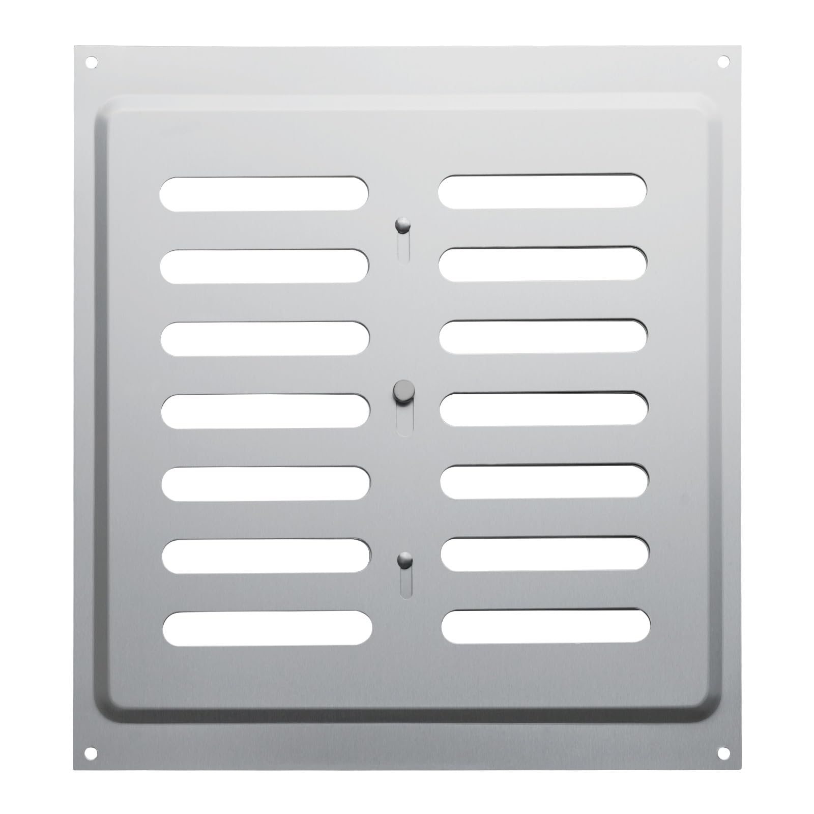 SOTECH Rejilla de ventilación cerrable de acero inoxidable SS304 (260 x 240 mm) Rejilla de ventilación con perforaciones ovaladas para atornillar con cierre deslizante