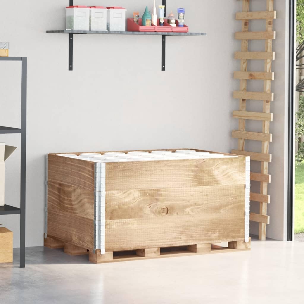 Telaio per pallet, 3 pezzi, 120 x 80 cm, in legno massello di pino, impilabile e pieghevole, con angoli in metallo zincato, per magazzini, logistica, spedizione e sicurezza del carico