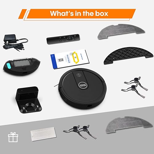 Miniatura 9 de Robot aspiradora y trapeador, robot aspirador 3 en 1, potente succión de 4000 Pa, ultra delgado de 2.87 pulgadas, con Wi-FiAppAlexa, diseño sin