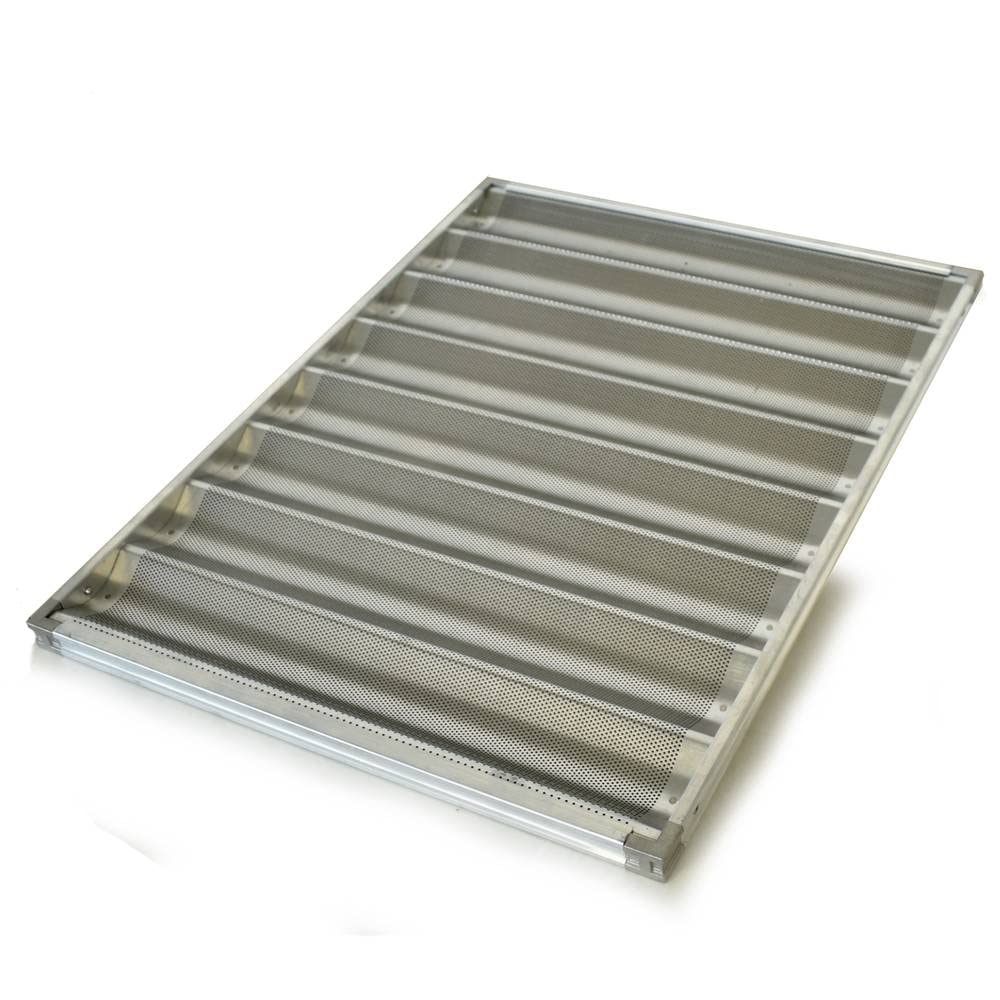 Backblech für Baguette gelocht aus Aluminium 60 x 80 cm 8 Kanäle auf Rahmen