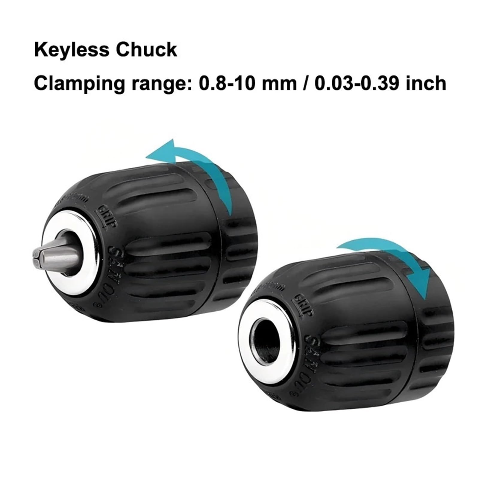 Bezkluczowy uchwyt wiertarski 0,8-10 mm 3/8" - 24UNF Gwint SDS-Plus 1/4" Gniazdo sześciokątne Kwadratowy adapter do szybkiej wymiany Młotek udarowy Wkrętak udarowy(Chuck and Hex)