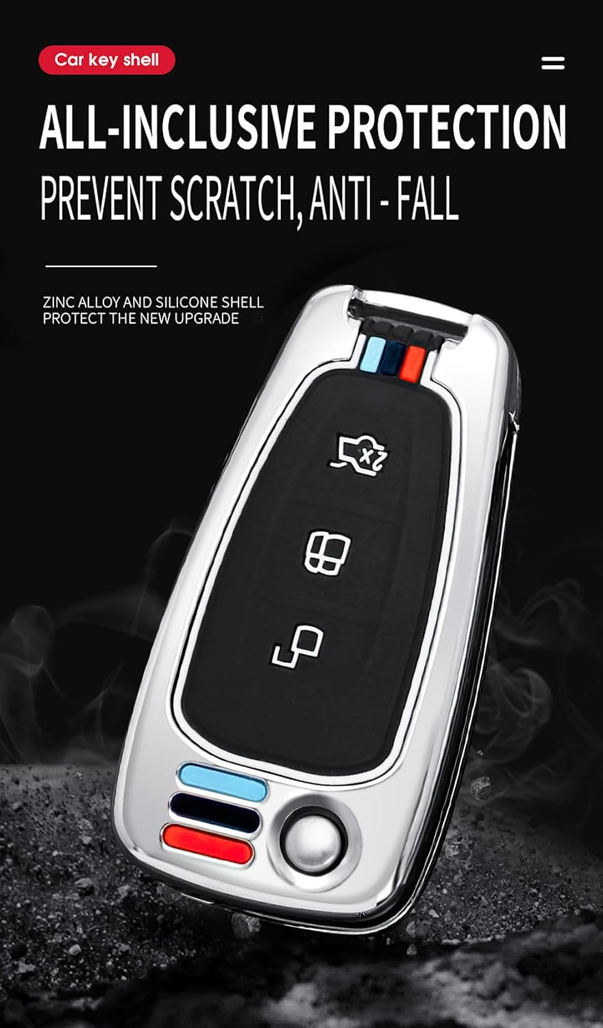 KUNIO Car Key Fob Cover Fit for Ford Mondeo Escort Escape Focus Key Protective Cover Keychain Leather Key Holder 3 Button