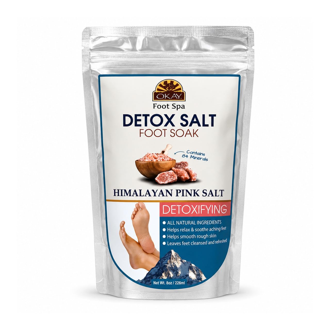 OKAY Pure Naturals Himalayan Pink Salt Detox Salt Foot Soak - 8 oz / 226 ml