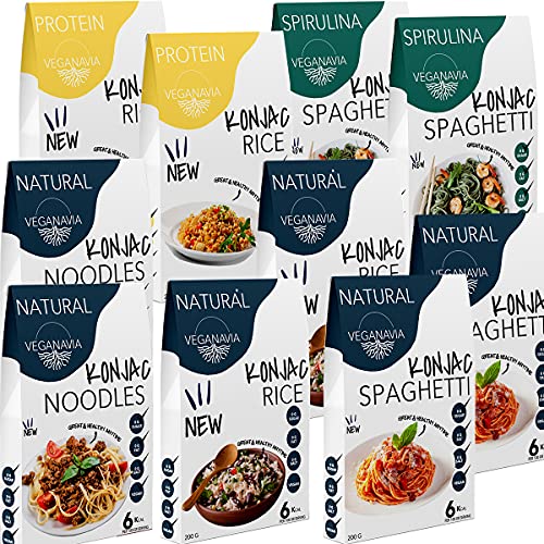 Pasta Konjac 10 Pack 200 Gramos - Vivir Sin Gluten con Harina - Pasta contra Intolerancia al Gluten - Bajo en Calorías (Mix Pack 10)