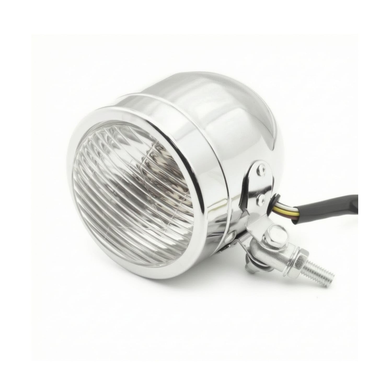 12V Motorcycle Headlight with Bracket Retro Motorcycle Headlight Round Lamp Metal for Custom Builders, Motorcyclists, Cafe Racer Build, Chrome, White Glass-image-40