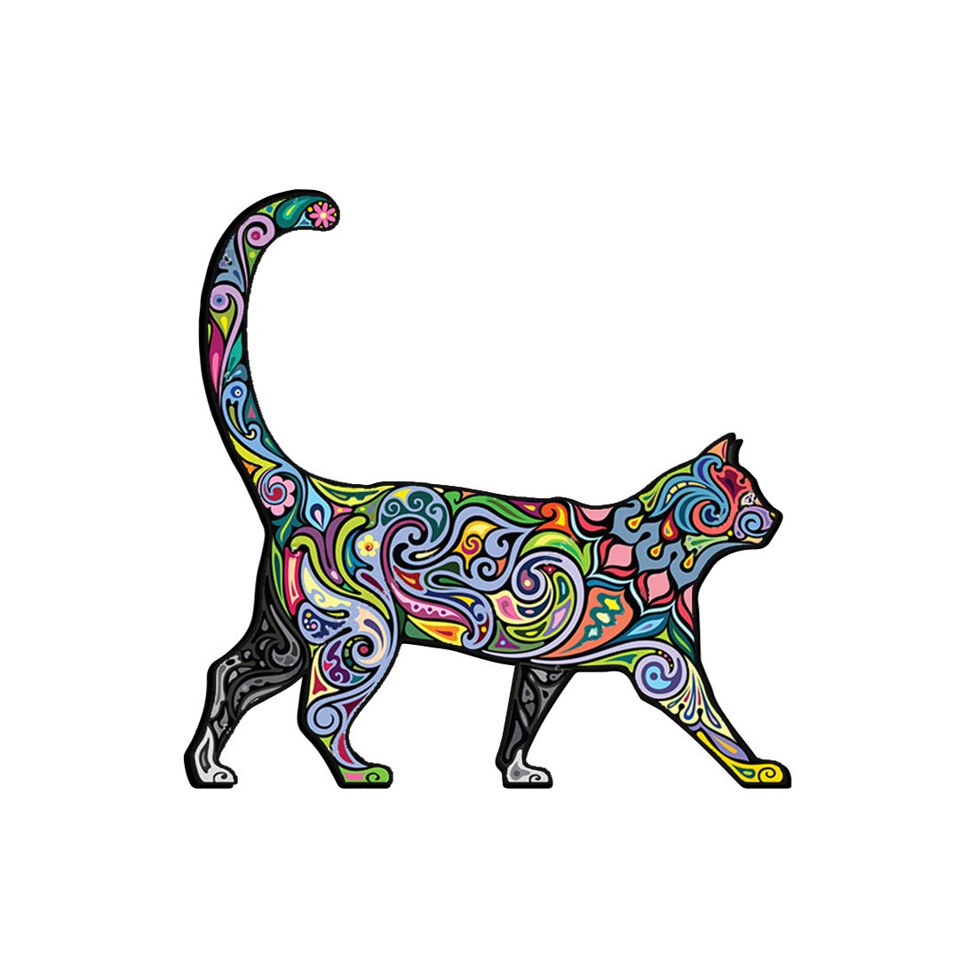 Cheerful Cat Pattern Car Bumper Sticker Decal 5" x 5"