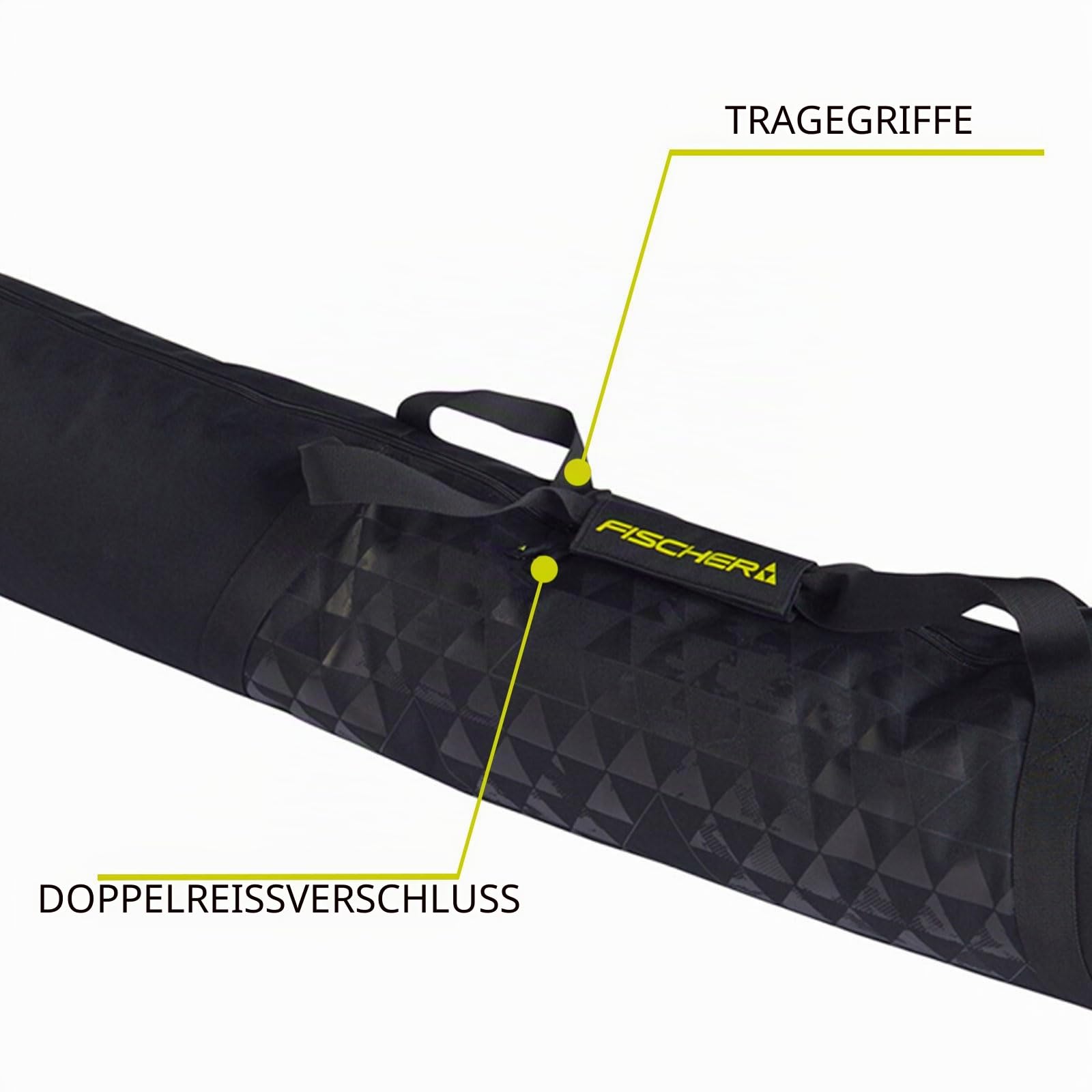 Fischer Skicase ECO XC Strapazierfähige 210 cm Länge Faltbare bis zu 3 Paar Skitragetasche mit Doppelreißverschluss & gepolsterten Griffschlaufen