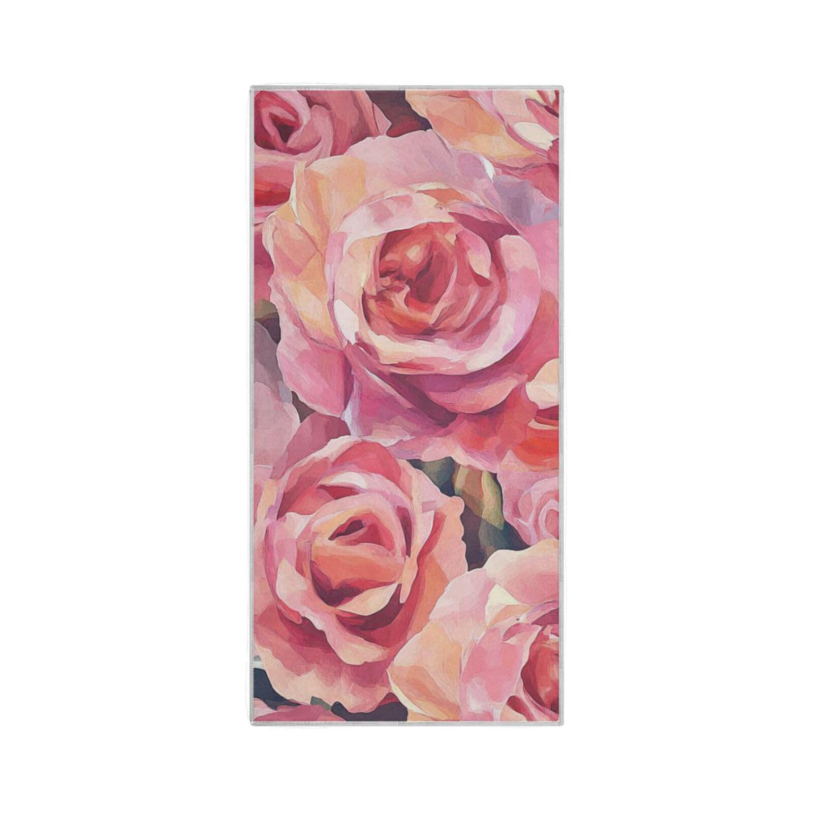 Yoogain Oil Painting Roses Art spa Microfiber Towels Quick Dry Towel for Bathroom Facial washcloths for Women Hand Towels for Gym Sports Towel Hand Towel 30