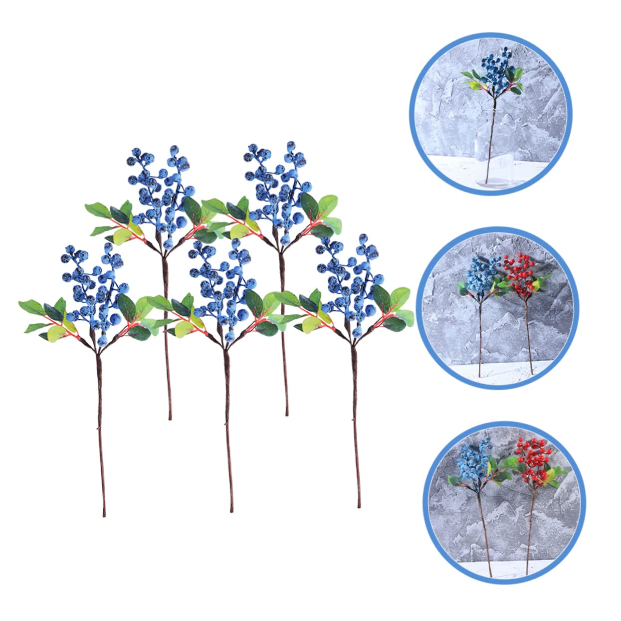 DECHOUS 20piezas Artificiales De Acebo para Decoración Navideña Ramas De Falsa para Adornos De Árbol De Navidad y Manualidades
