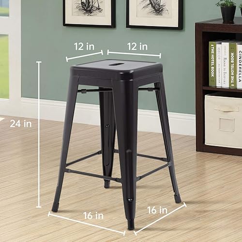 Miniatura 3 de FDW 24" Bar Stools Set of 4 Counter Stool Barstools Indoor/Outdoor Metal Bar Stools Stackable Modern Metal Kitchen Counter Stools Chairs